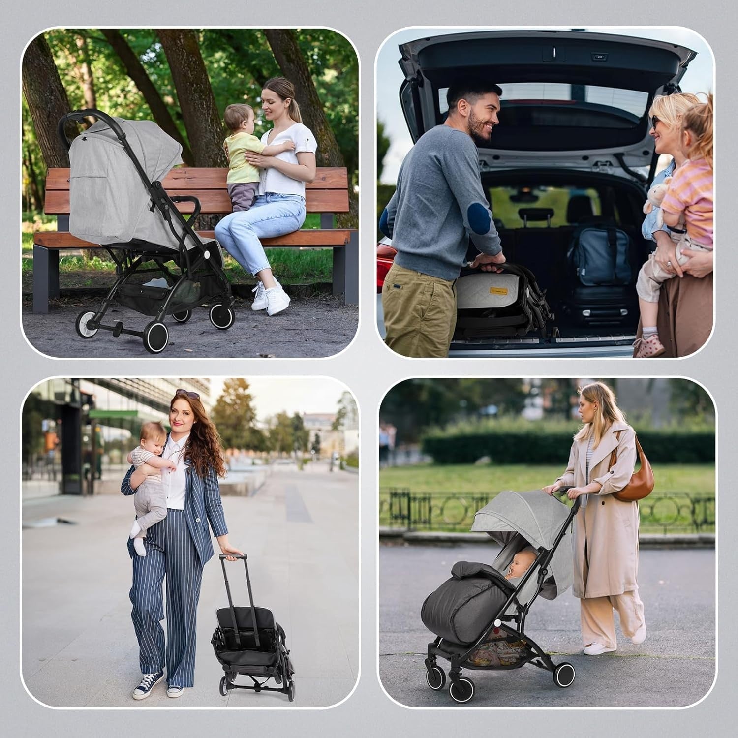 Lightweight Baby Stroller One-Hand Fold Compact Travel Buggy From Birth 15kg
