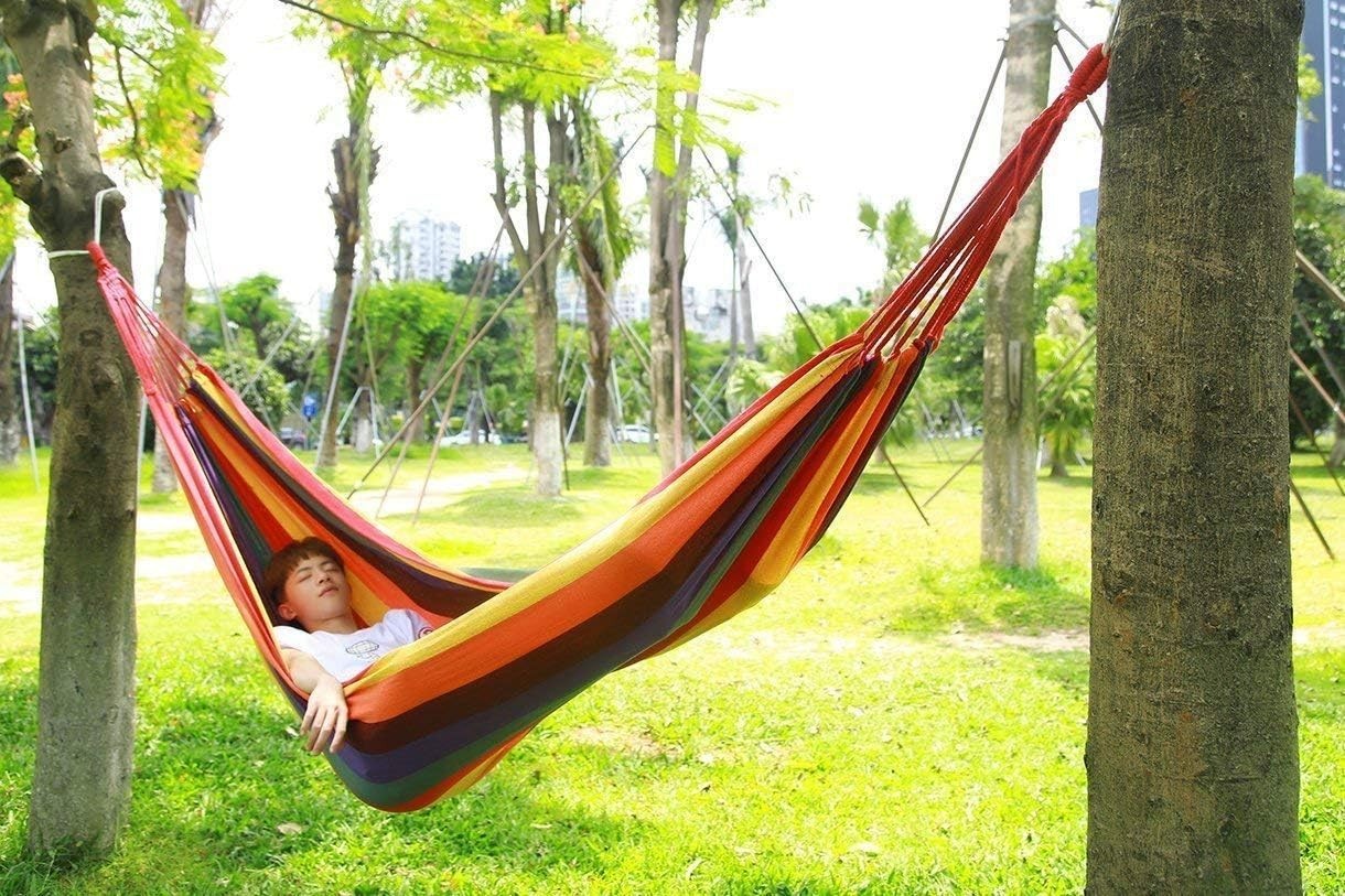 Outdoor Cotton Hammock Double 2-Person | 450lbs Capacity | Travel & Camping