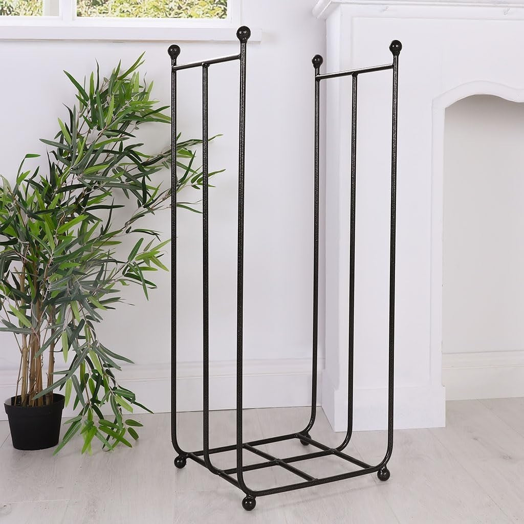 Heavy Duty Firewood Log Holder Rack, Matte Black Steel, 85cm High