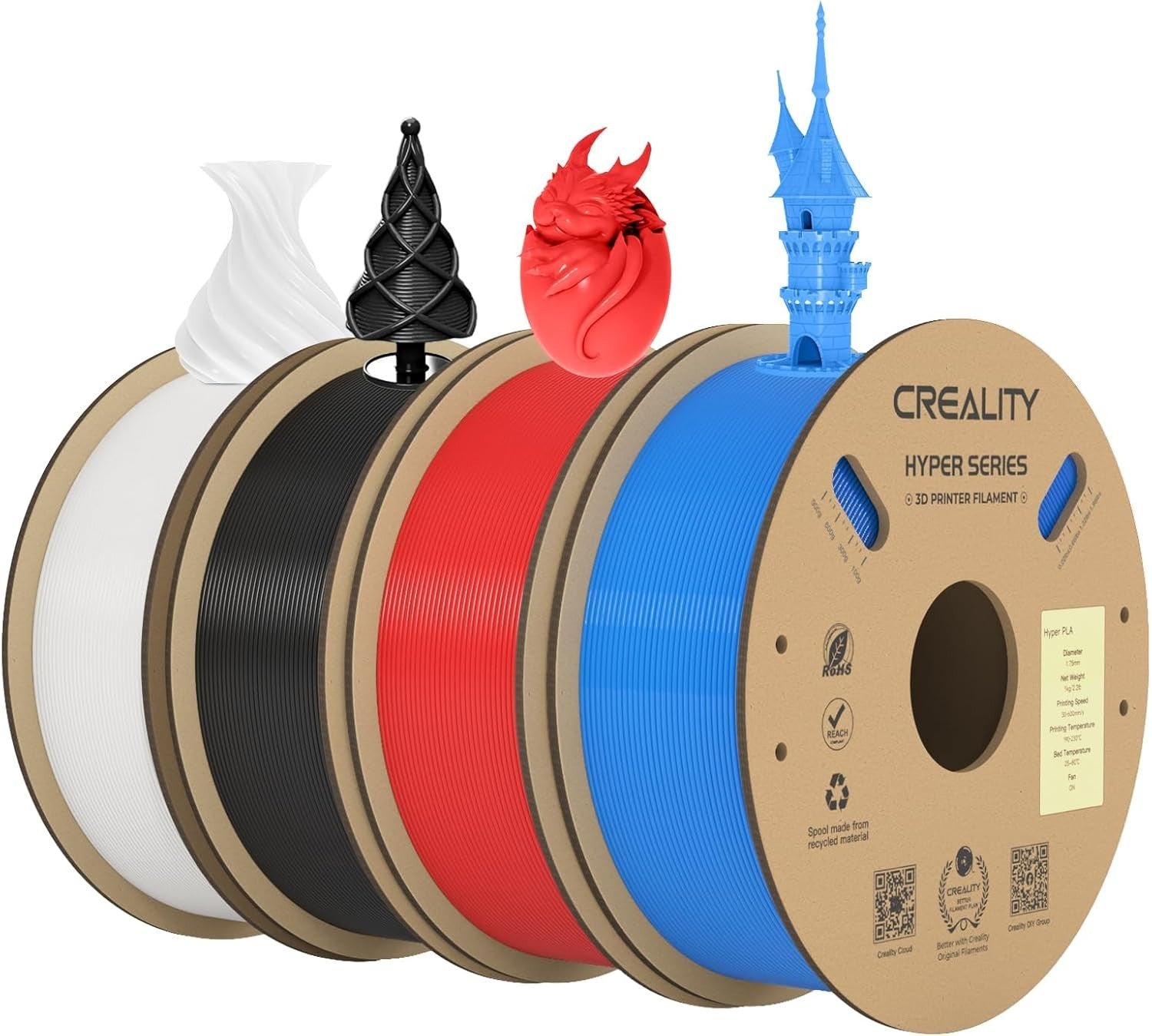 Hyper PLA Filament 4KG High Speed 600mm/s Multicolor 1.75mm