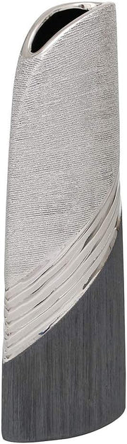 Modern Ceramic Floor Vase 34cm Silver Grey Tall Decorative Home Decor