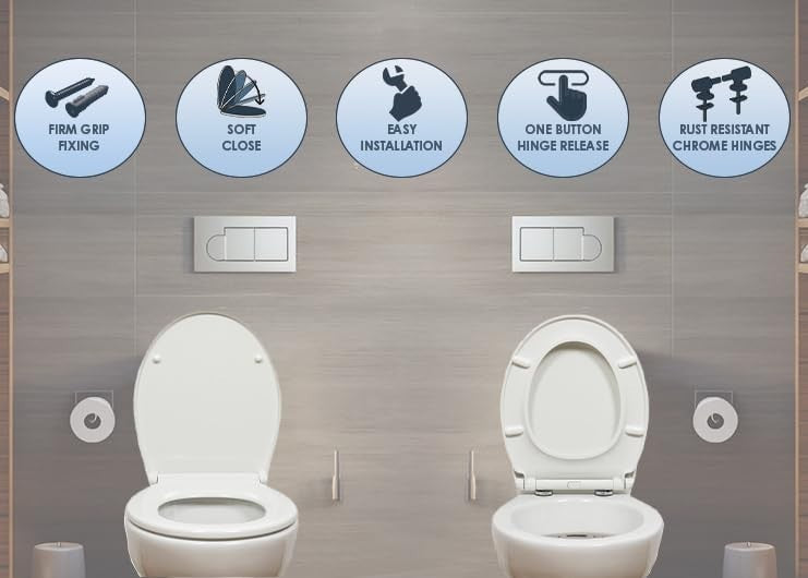 White Oval Toilet Seat Thermoplastic Quick Release Top & Bottom Fix 44.5x37cm