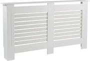White Radiator Cover Wooden Slatted Grill Cabinet 152x19x82cm Large