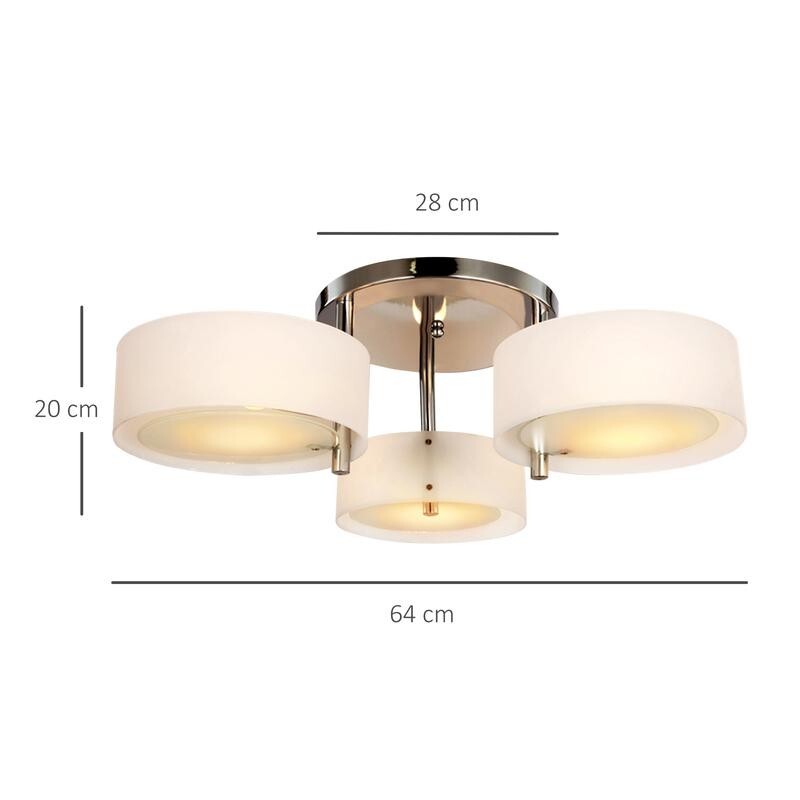 Modern Flush Ceiling Light 3 Way Acrylic Shade Fixture E27 for Bedroom Lounge
