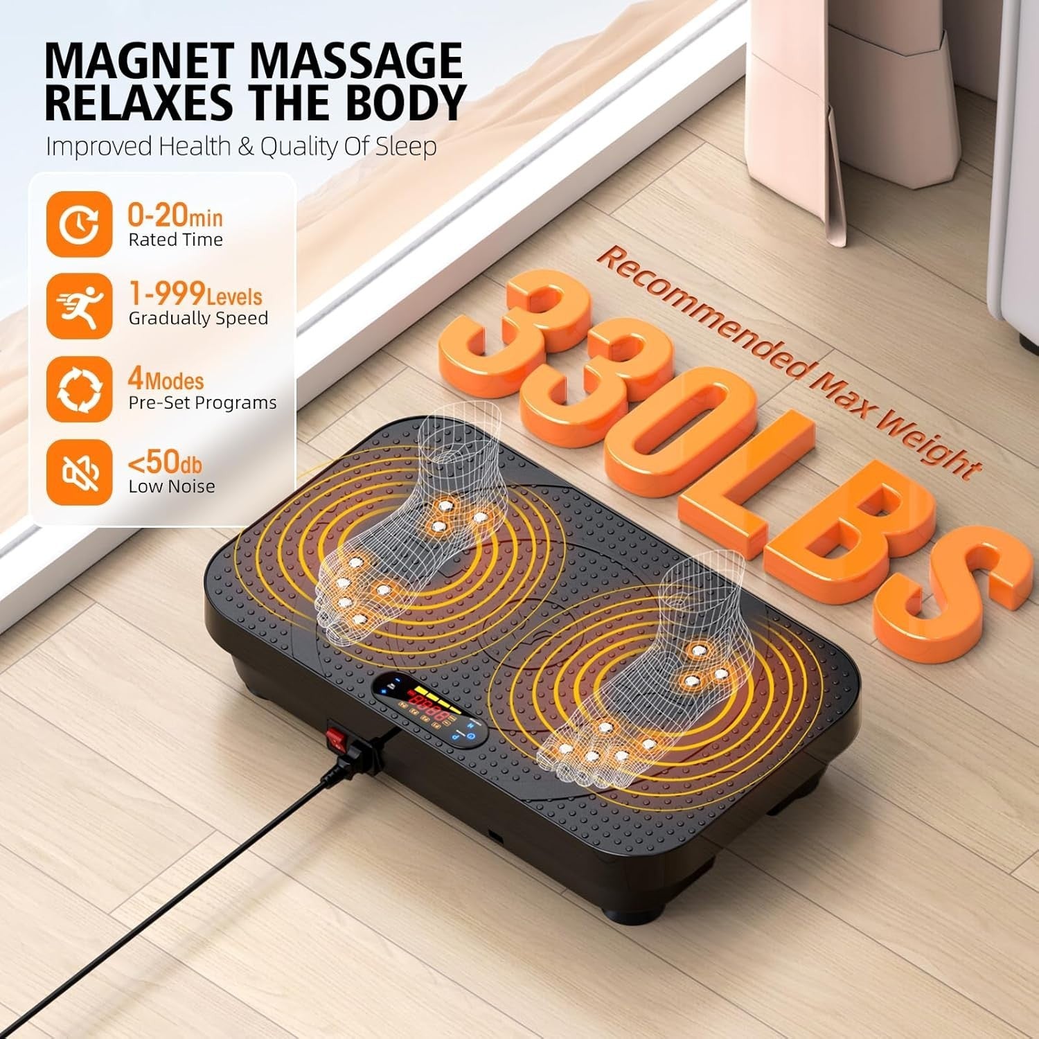 Whole Body Vibration Fitness Platform Quiet Home Exercise 330lb