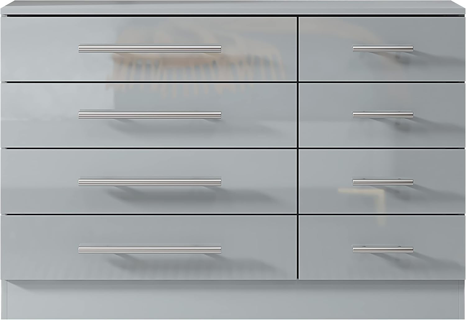 8 Drawer Grey High Gloss Chest of Drawers Modern Bedroom Storage Cabinet