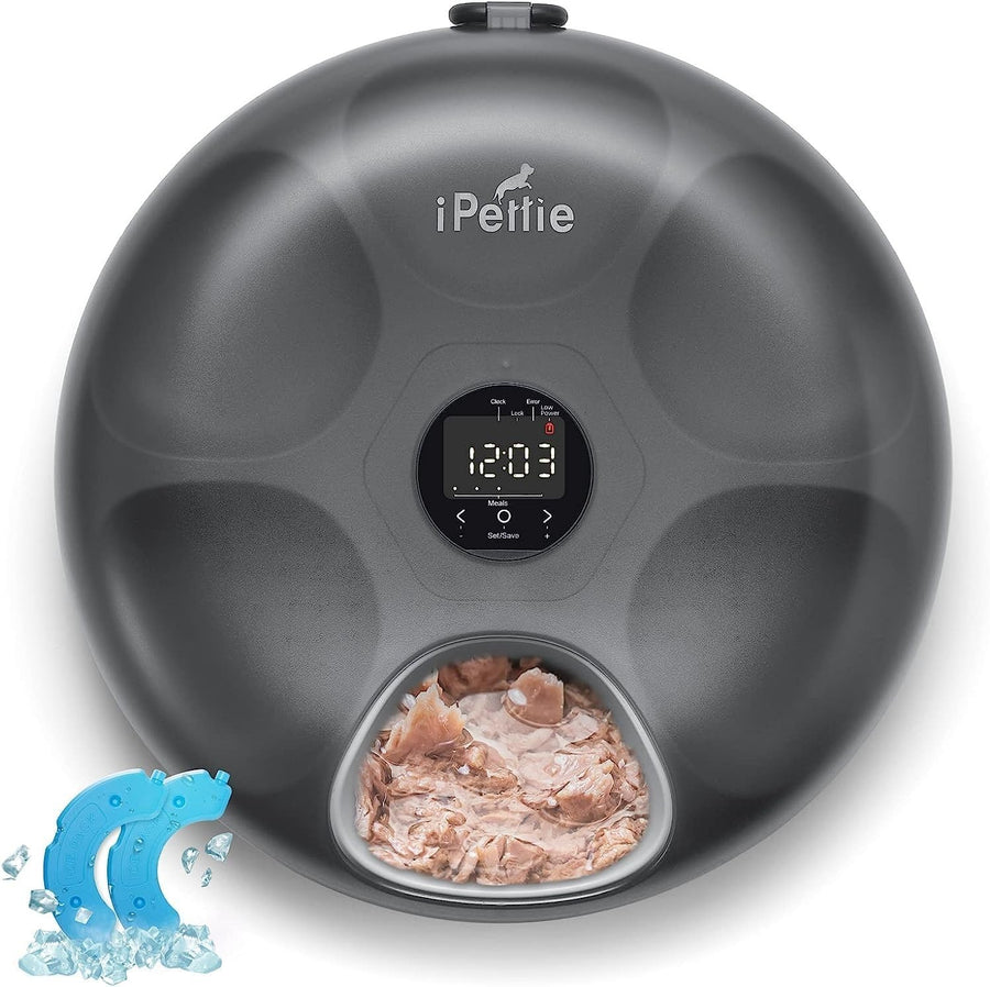 Automatic Pet Feeder 6 Meal Cordless Wet Dry Food Timer Ice Pack Tray