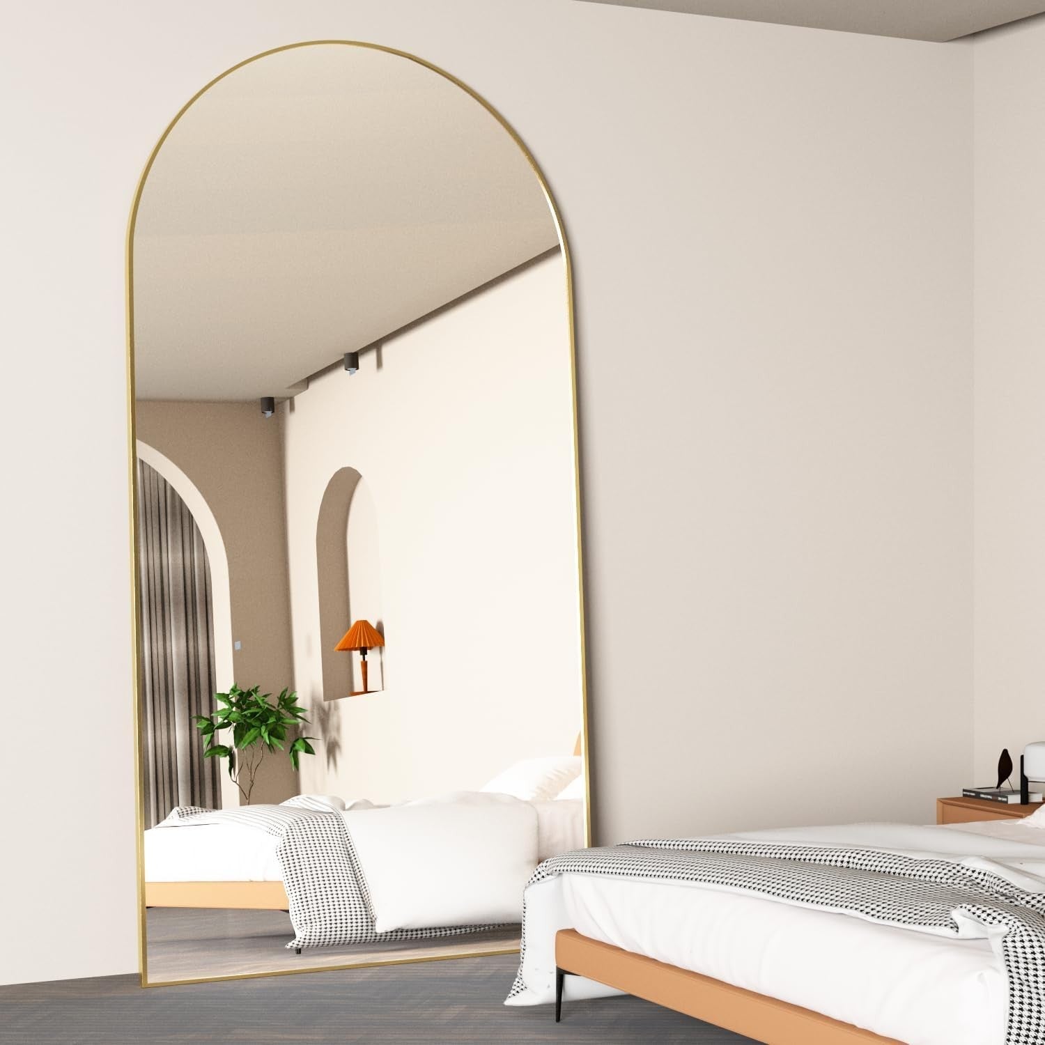 198x96cm Gold Arch Full Length Mirror Wall Leaning Floor Standing Luxury