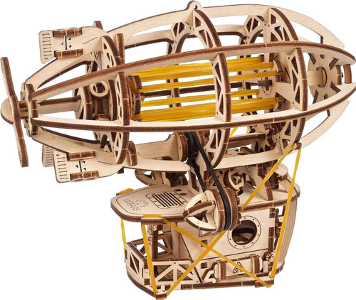 Wooden 3D Puzzle Airship Model with Moving Parts - Brain Teaser for Adults