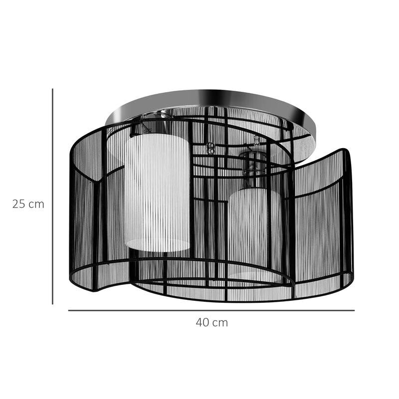 Modern 2 Way Flush Ceiling Light Black Metal Shade Fixture E27 Hall Lounge
