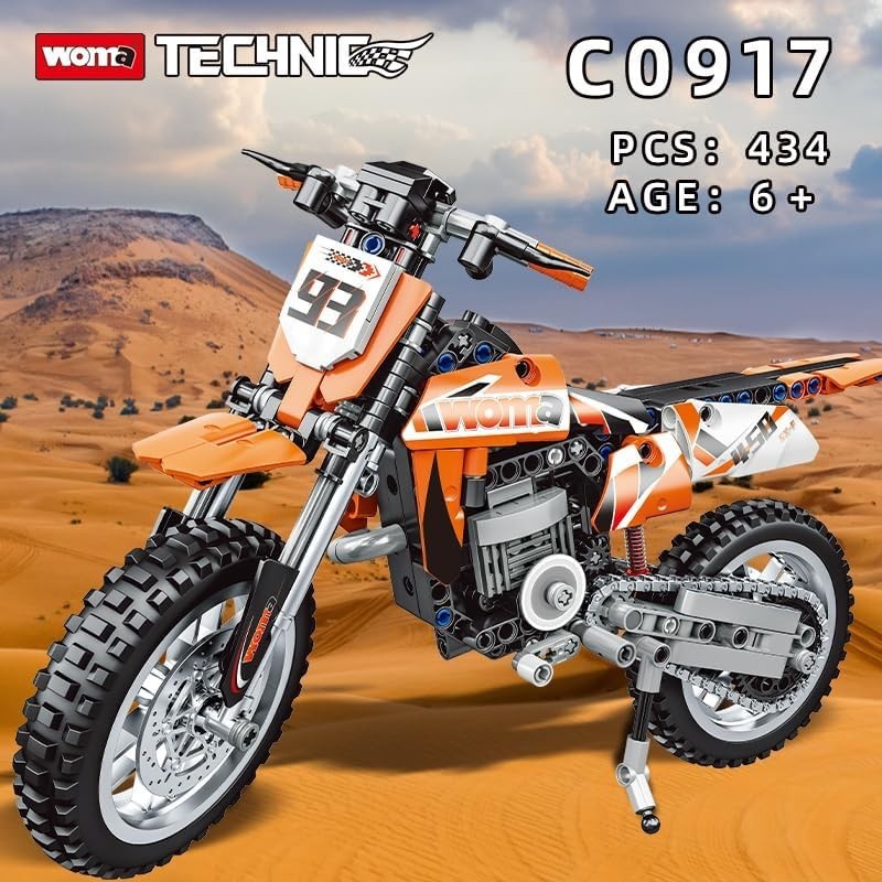 Motorcycle Racing Model Kit 434 pcs, STEM Building Set for Kids & Adults