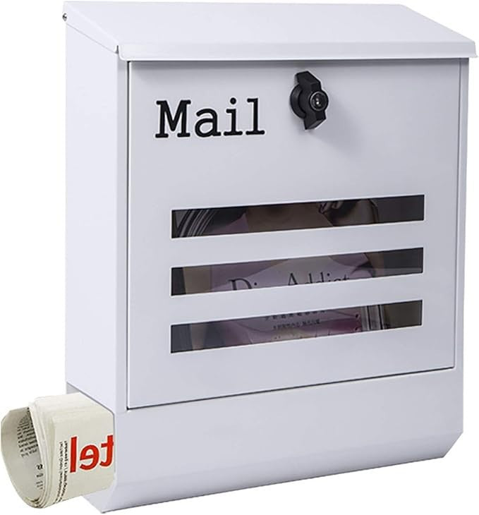 Lockable Wall Mounted Mailbox White – Weatherproof, Secure, Vintage Style