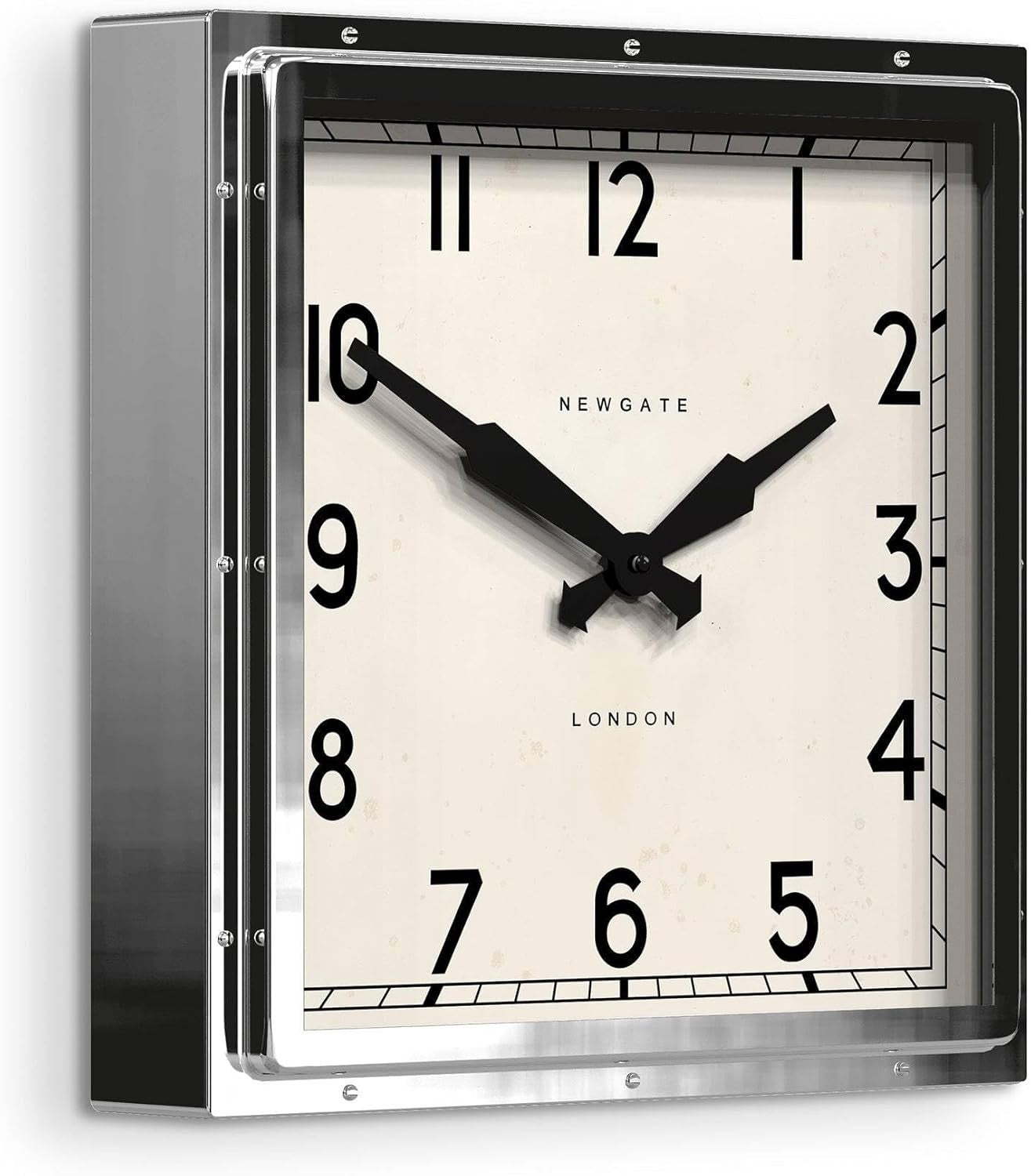 Large Square Wall Clock 40cm Vintage Industrial Silent Metal Retro