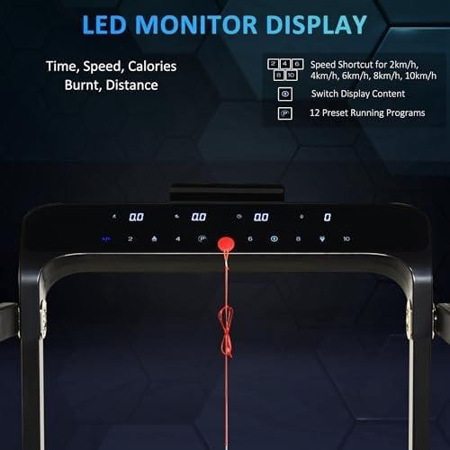 Folding Treadmill 1.85HP 12km/h LED Display Home Gym Jogging Machine