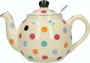 Ceramic Teapot with Infuser 1L Polka Dot Tea Pot 4 Cup Ivory