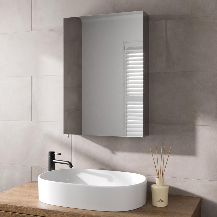 Wall Mounted Bathroom Mirror Cabinet with Shelf, Stainless Steel, 50x70cm