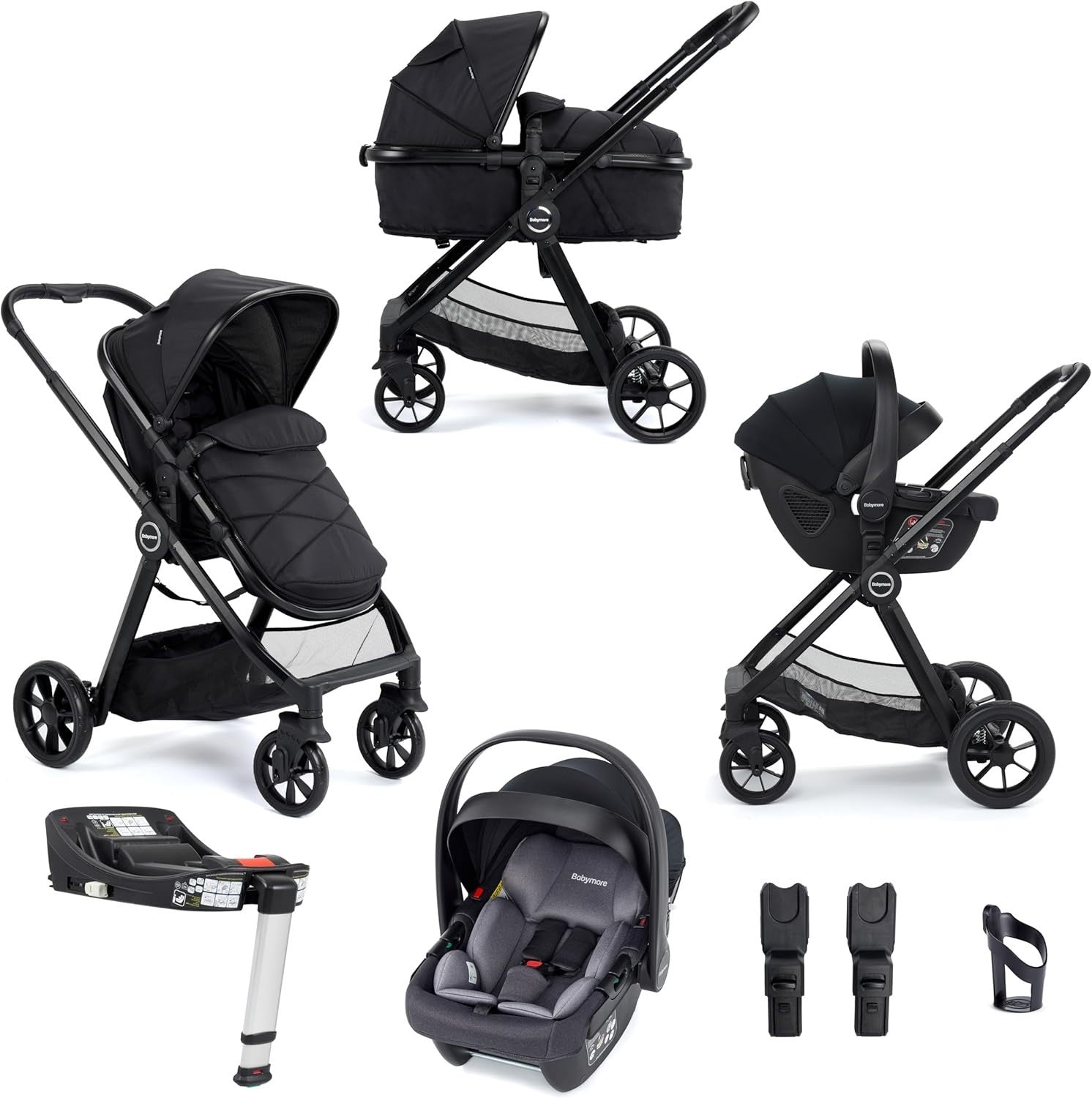 3 in 1 Baby Travel System 22kg, ISOFIX Car Seat Base, Foldable Pram