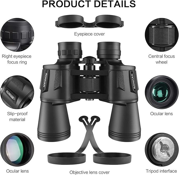 20x50 High Power Binoculars HD Waterproof Wide View Outdoor Travel Hunting