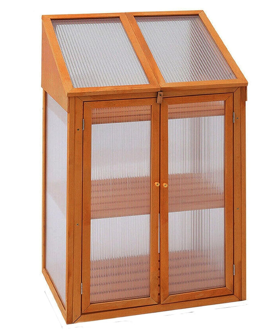 3 Tier Wooden Garden Greenhouse with Polycarbonate Panels & Adjustable Shelves