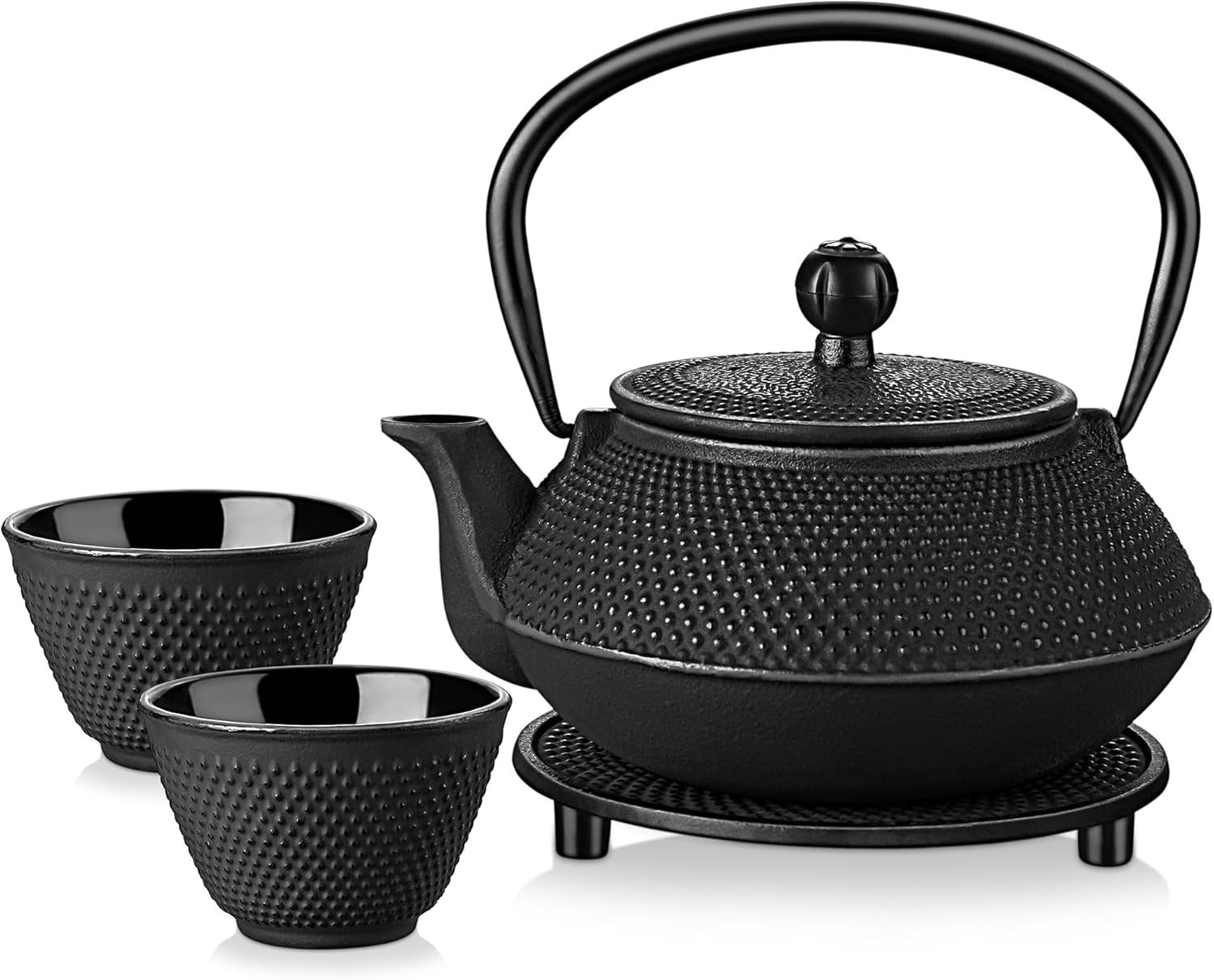 Cast Iron Japanese Teapot Set 700ml Tea Kettle Infuser Cups Tray