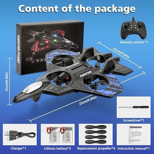 Kids Foam Airplane Drone RC Quadcopter with Auto Hover, 3D Flips & LEDs