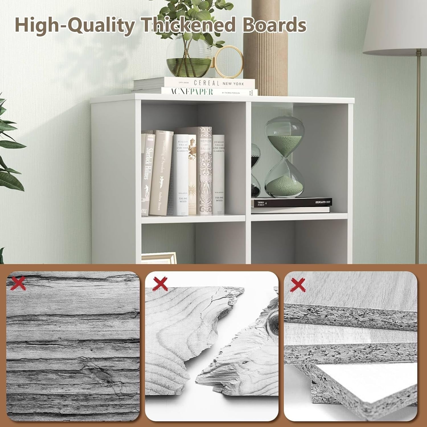 6-Cube Wooden Bookcase Open Shelving Unit Modern Storage Cabinet White