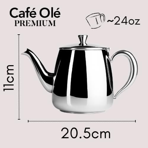 Stainless Steel Teapot 24oz Mirror Finish Tea Pot Cool Touch Handle