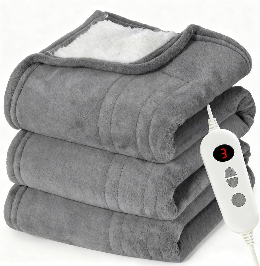 Electric Heated Throw Blanket Double 200x150cm 9 Heat Auto Shut Off Soft