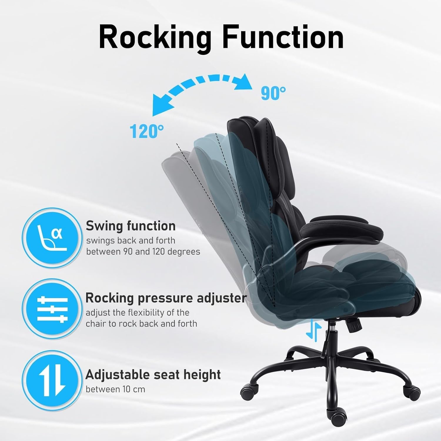 Ergonomic Office Chair Fabric 90° Flip-Up Arms Black