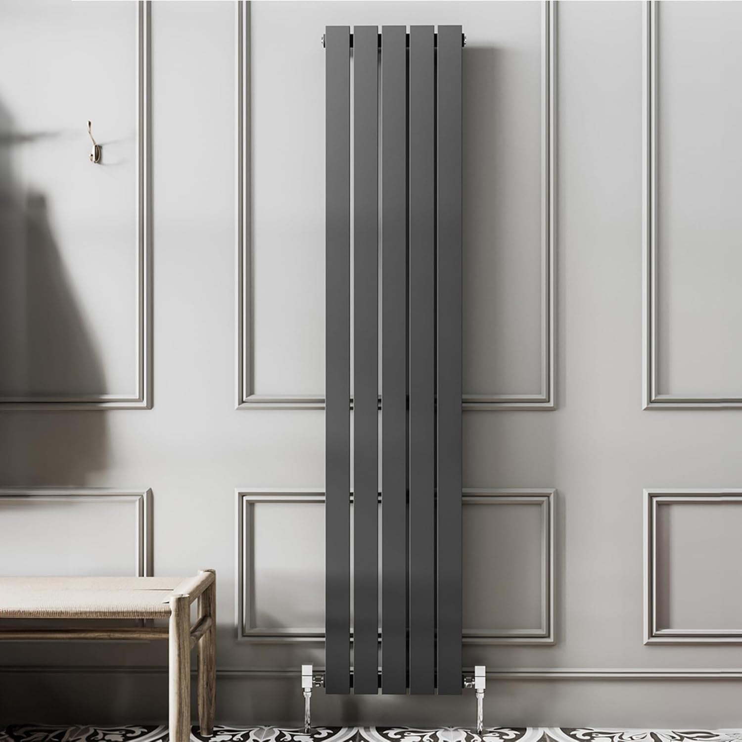 1800x340mm Anthracite Vertical Radiator Single Column Flat Panel