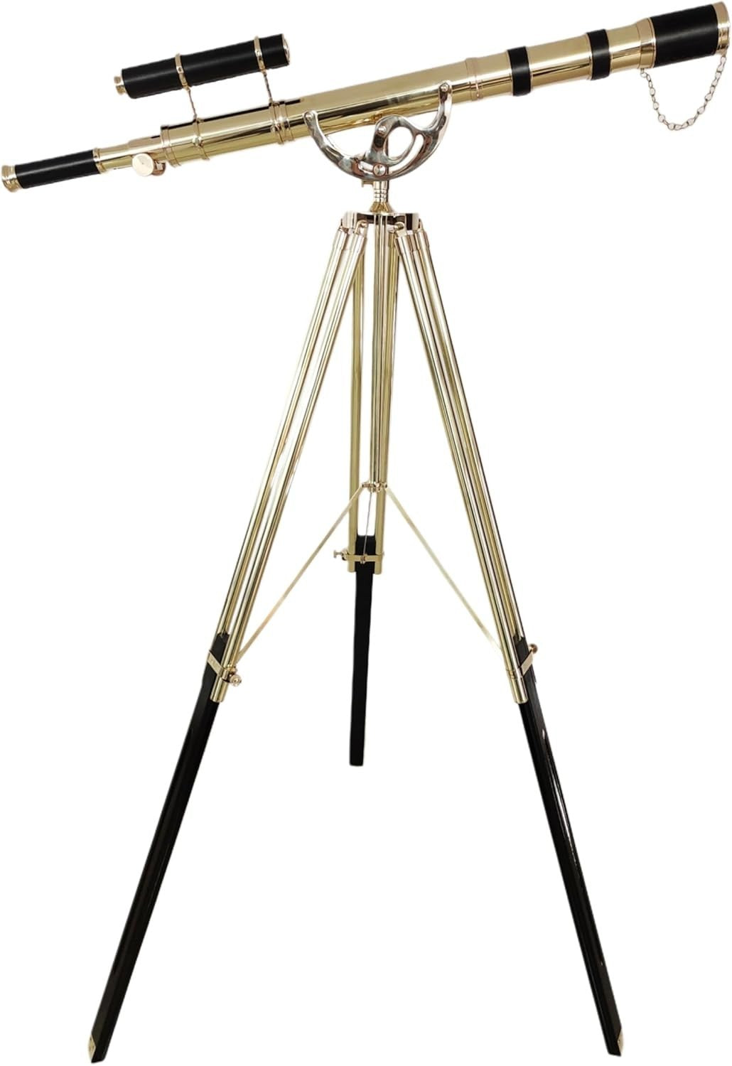 Brass Floor Telescope 65" Nautical Decor Tripod Stand Shiny Brass Finish