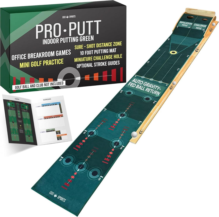 Indoor Golf Putting Mat 10ft Training Green Ball Return Practice Aid