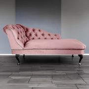 Luxury Velvet Chaise Lounge Chair Left Hand Tufted Sofa 135x54x68cm Pink