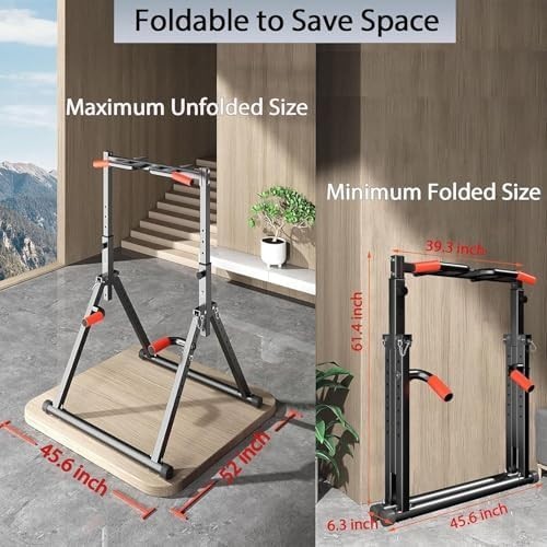 Foldable Power Tower Pull Up Dip Station Adjustable Home Gym Rack