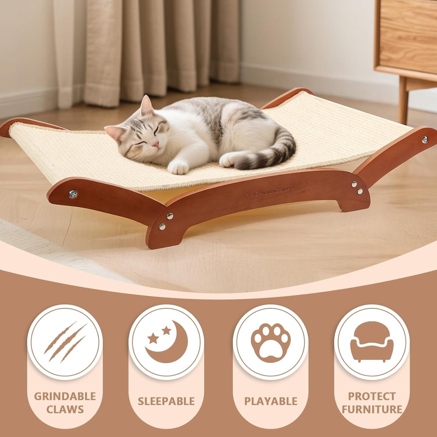 Extra Large Cat Scratcher Bed Sisal Lounger Hammock Scratch Pad