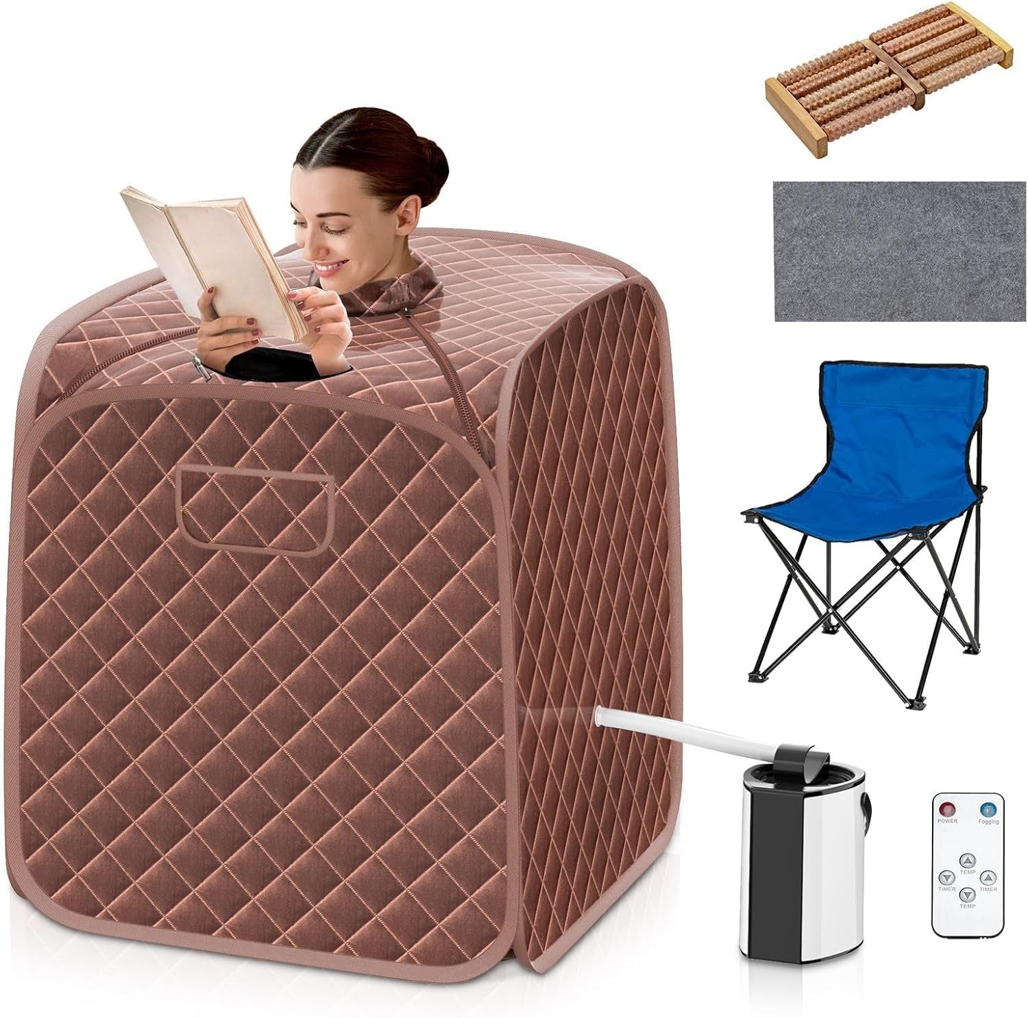 Portable Full Body Steam Sauna Tent – 3L Generator, Remote, Chair & Foot Roller