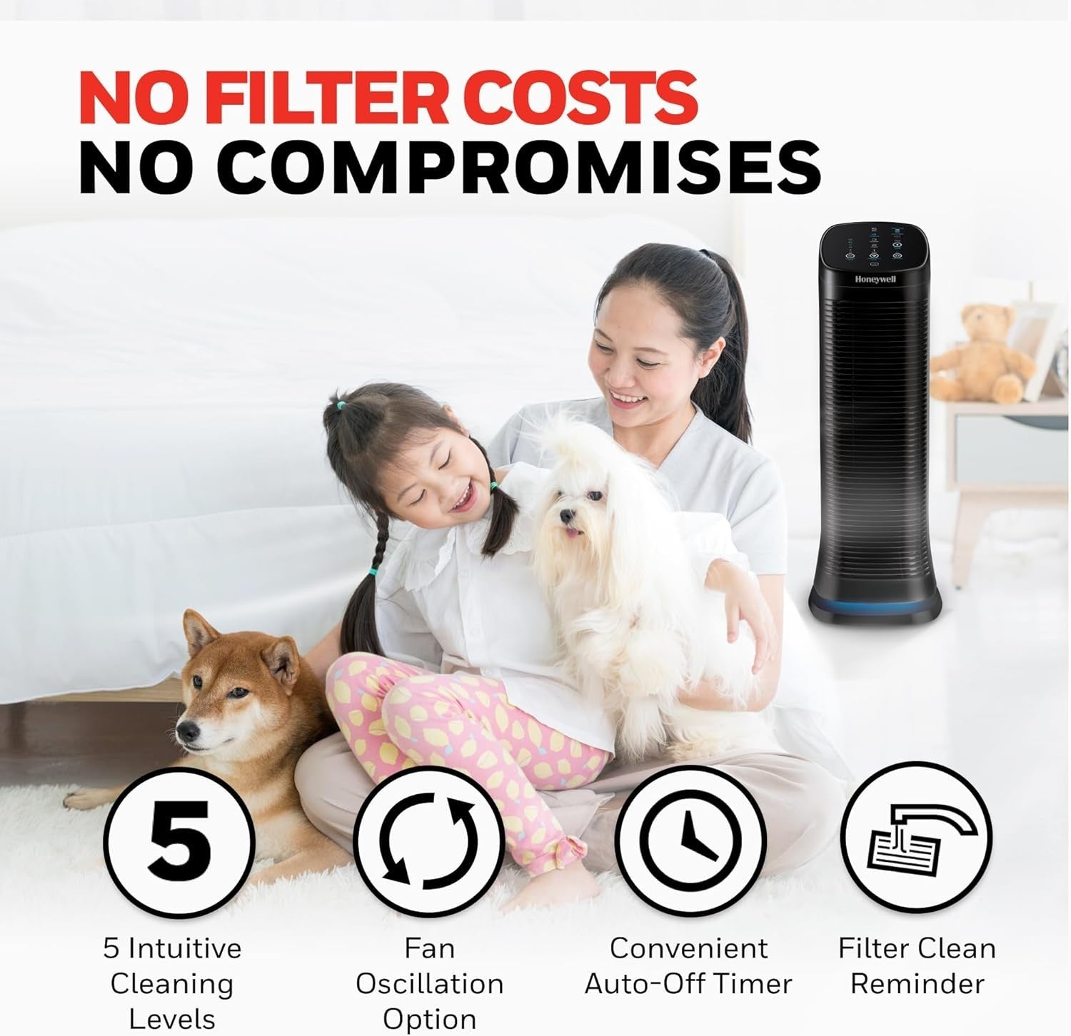 Air Filter Odour Reducer Quiet Touch Control Home Allergy Fresh Air