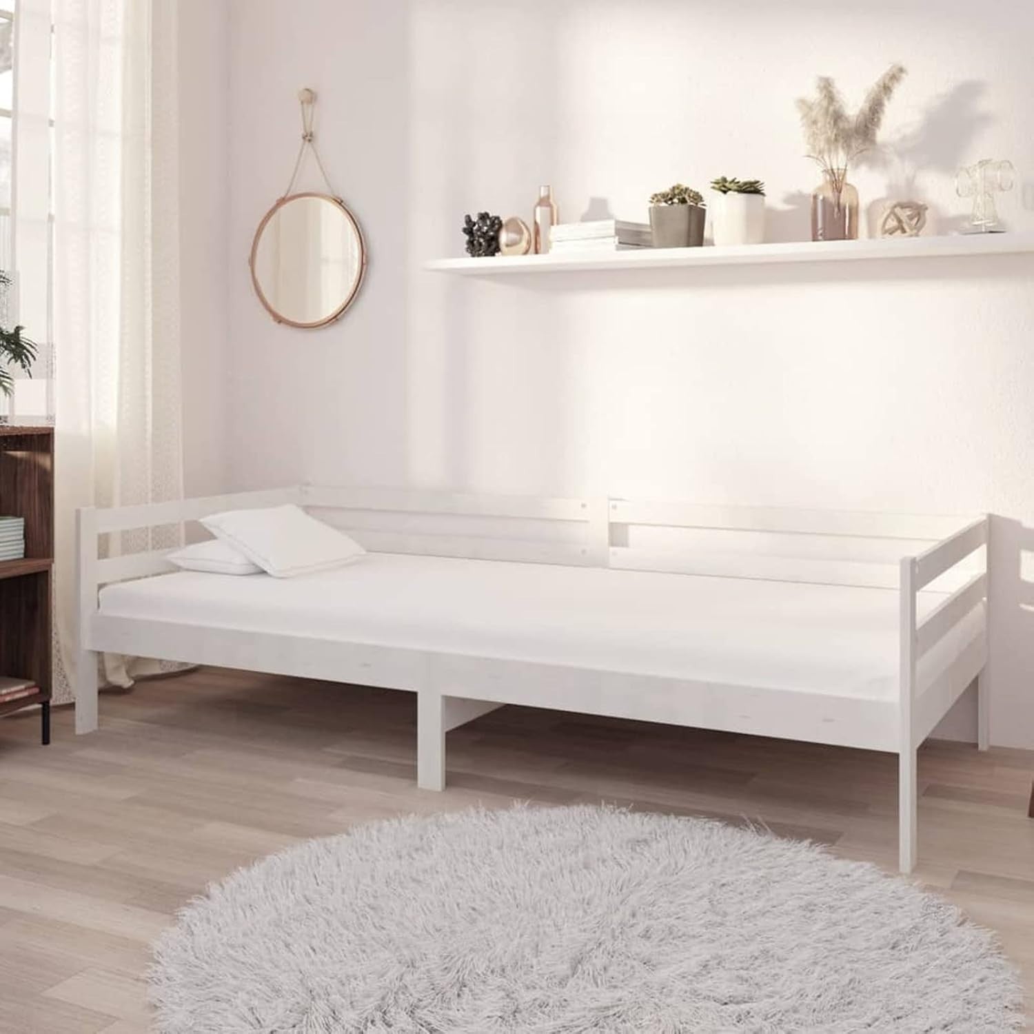 White Pine Wood Daybed Frame 90x200cm – Sofa Bed for Guest Room or Lounge