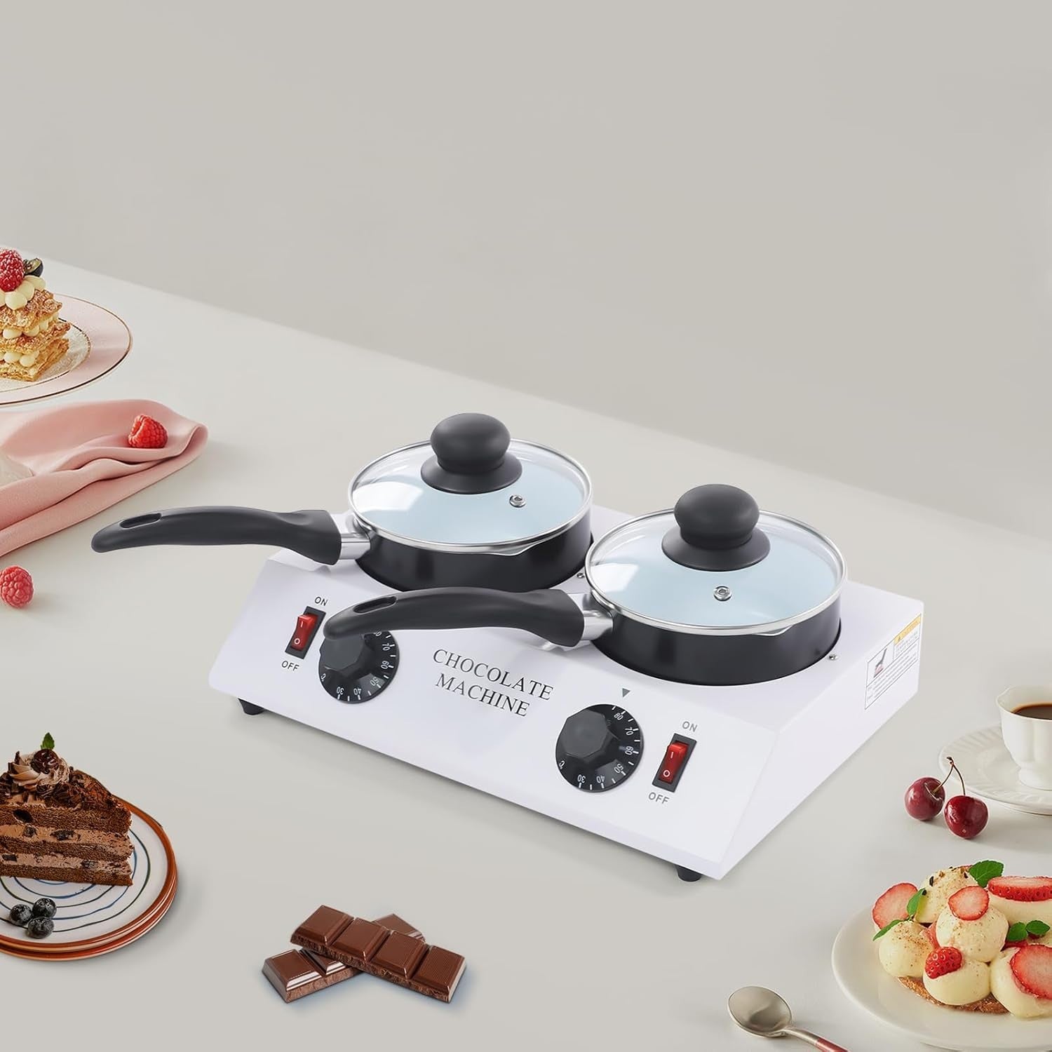 Chocolate Melting Machine Dual Pot Tempering Melter 80W Electric