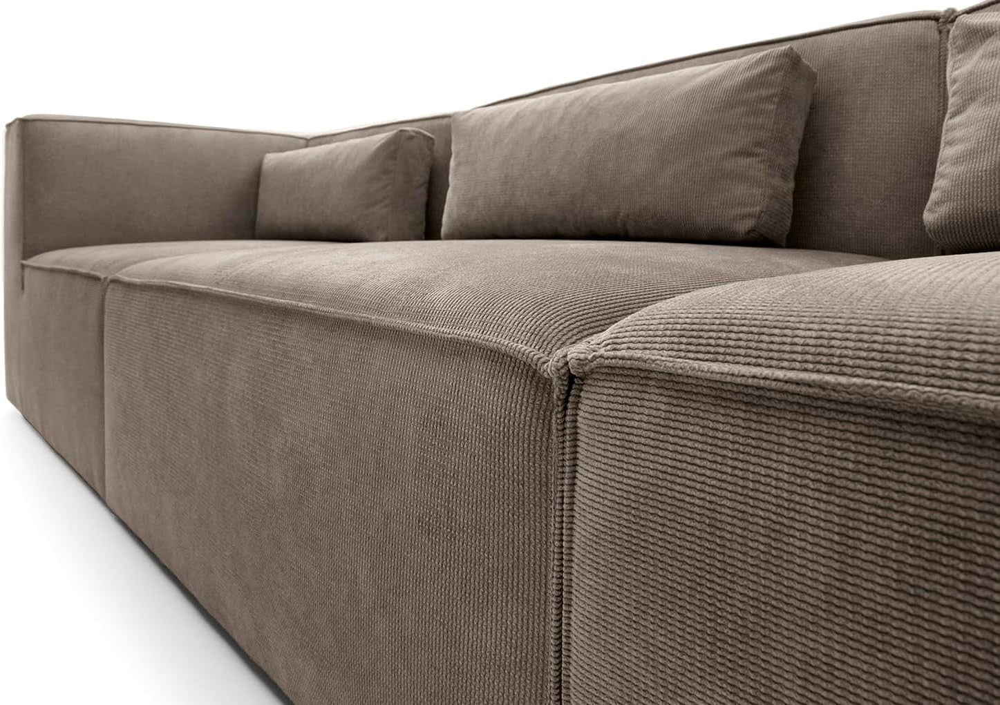 Modular 4 Seater Sofa Brown Cord Chenille | Space-Saving, Modern, Comfy