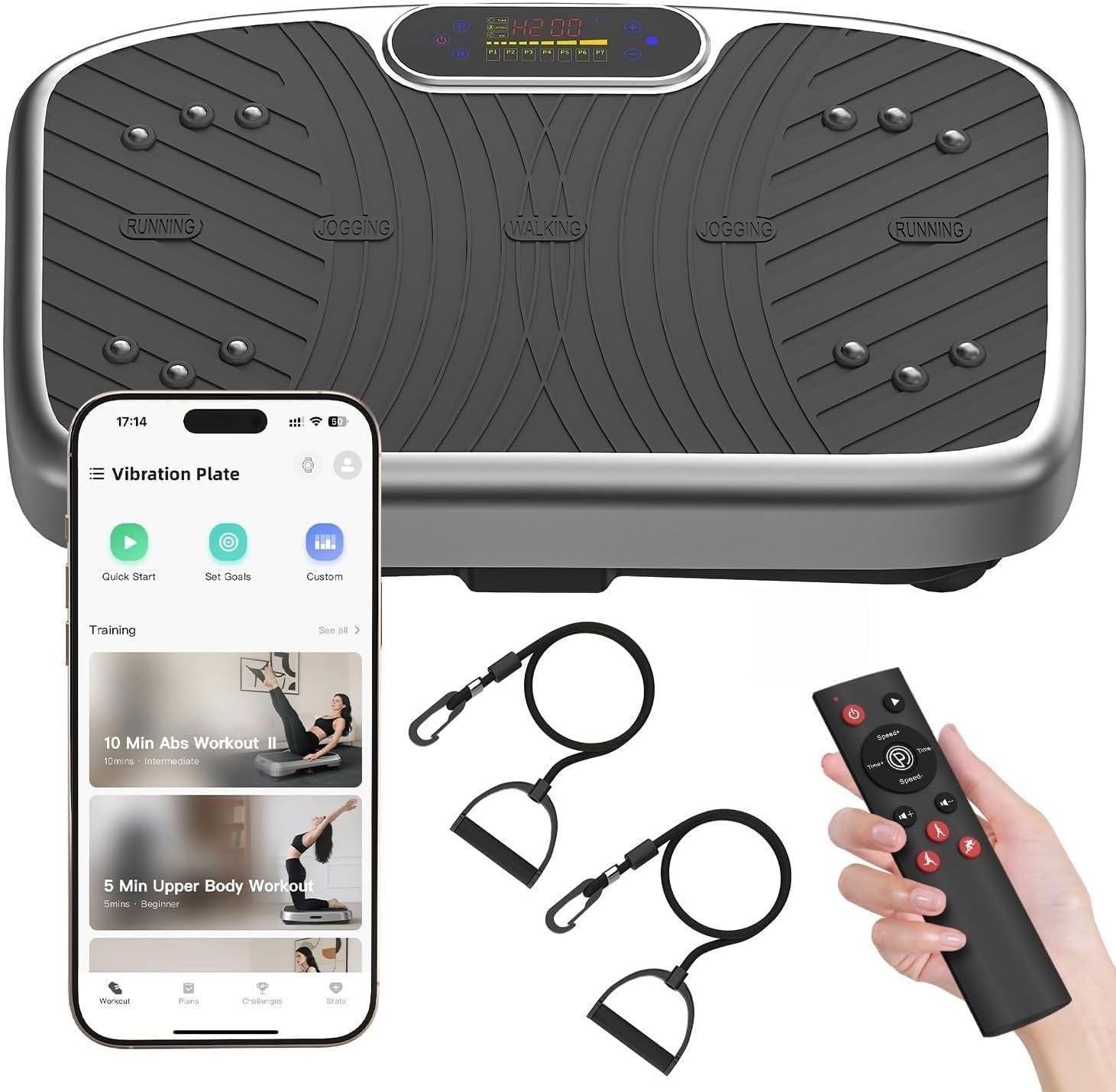 Gray App-Controlled Vibration Plate Exercise Machine 200 Speeds 450lb
