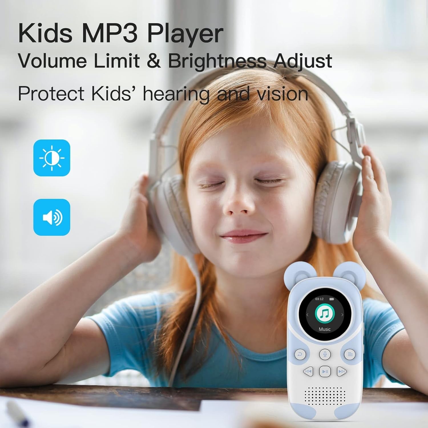 Kids MP3 Player 64GB Bluetooth 5.3 FM Speaker Alarm