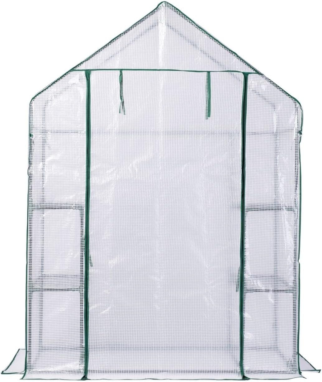 Walk-In Greenhouse 4 Shelves | Reinforced PE Cover | Steel Frame | Compact