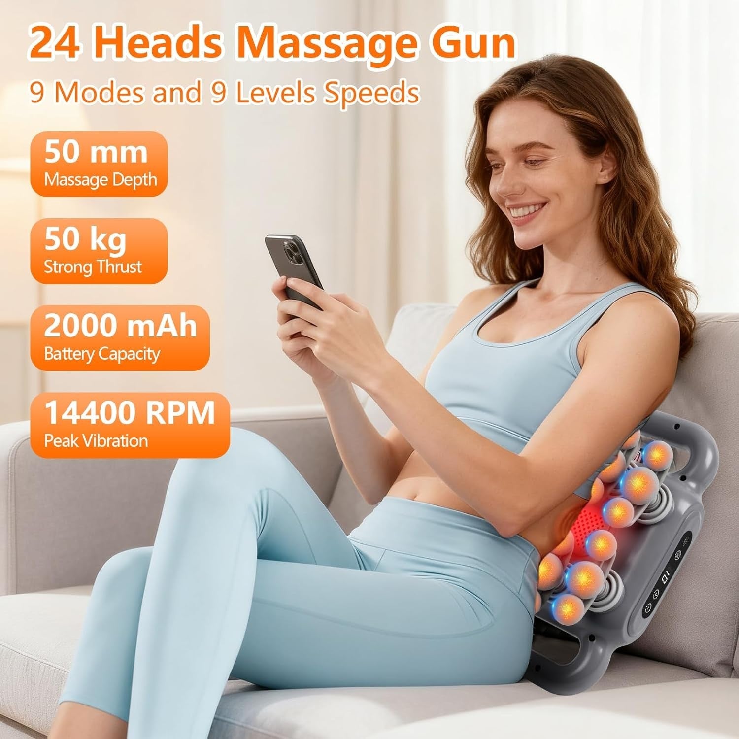 24 Head Deep Tissue Massage Gun Full Body Muscle Relief 9 Modes Powerful Quiet