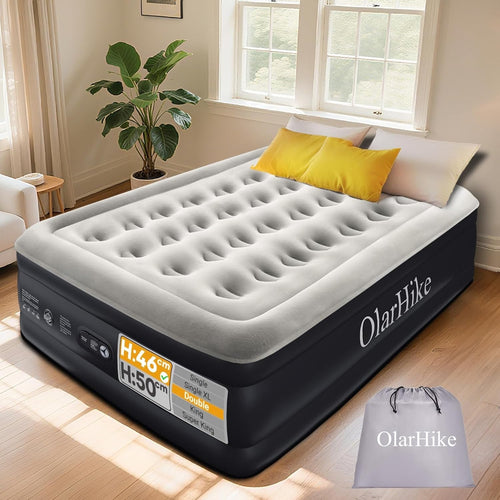 Double Air Mattress Built-In Pump 46cm High Self Inflating Guest Bed