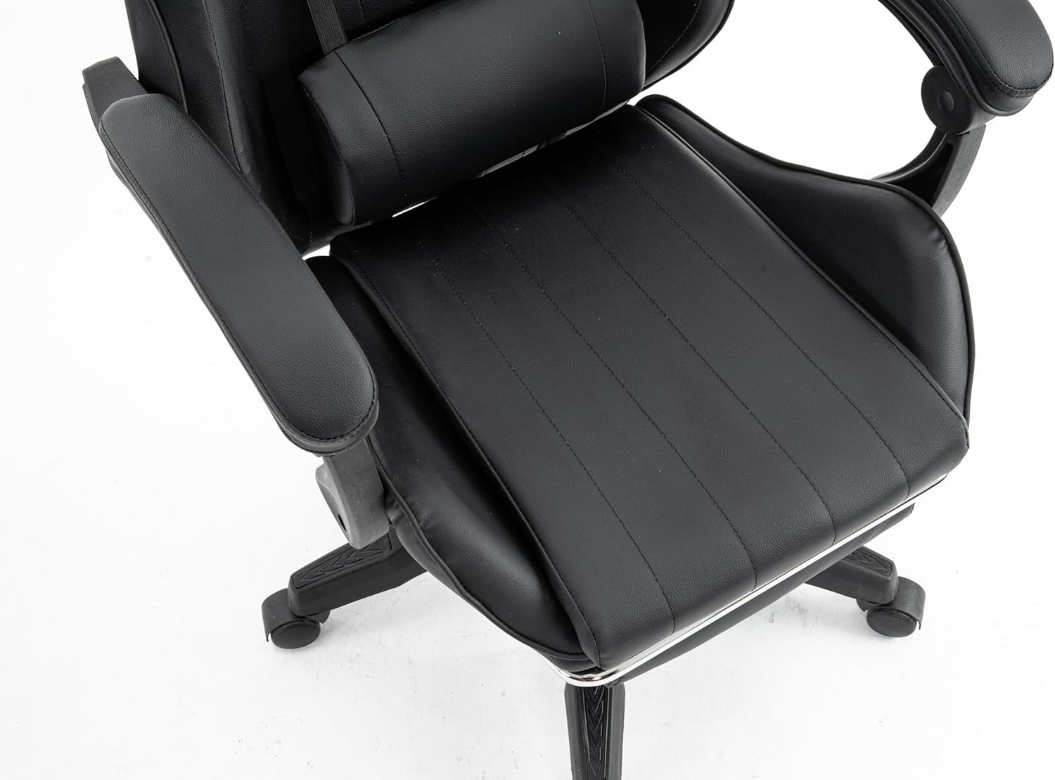Gaming Chair PU Leather Swivel Office PC Desk Seat Recliner with Footrest Black