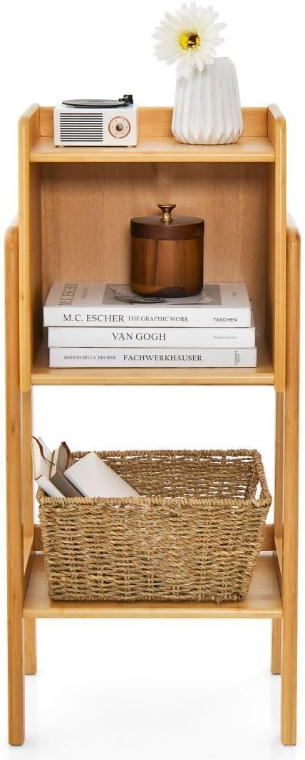 Bamboo 3/4 Tier Bookcase Storage Shelf Unit Wooden Display Rack for Home Office