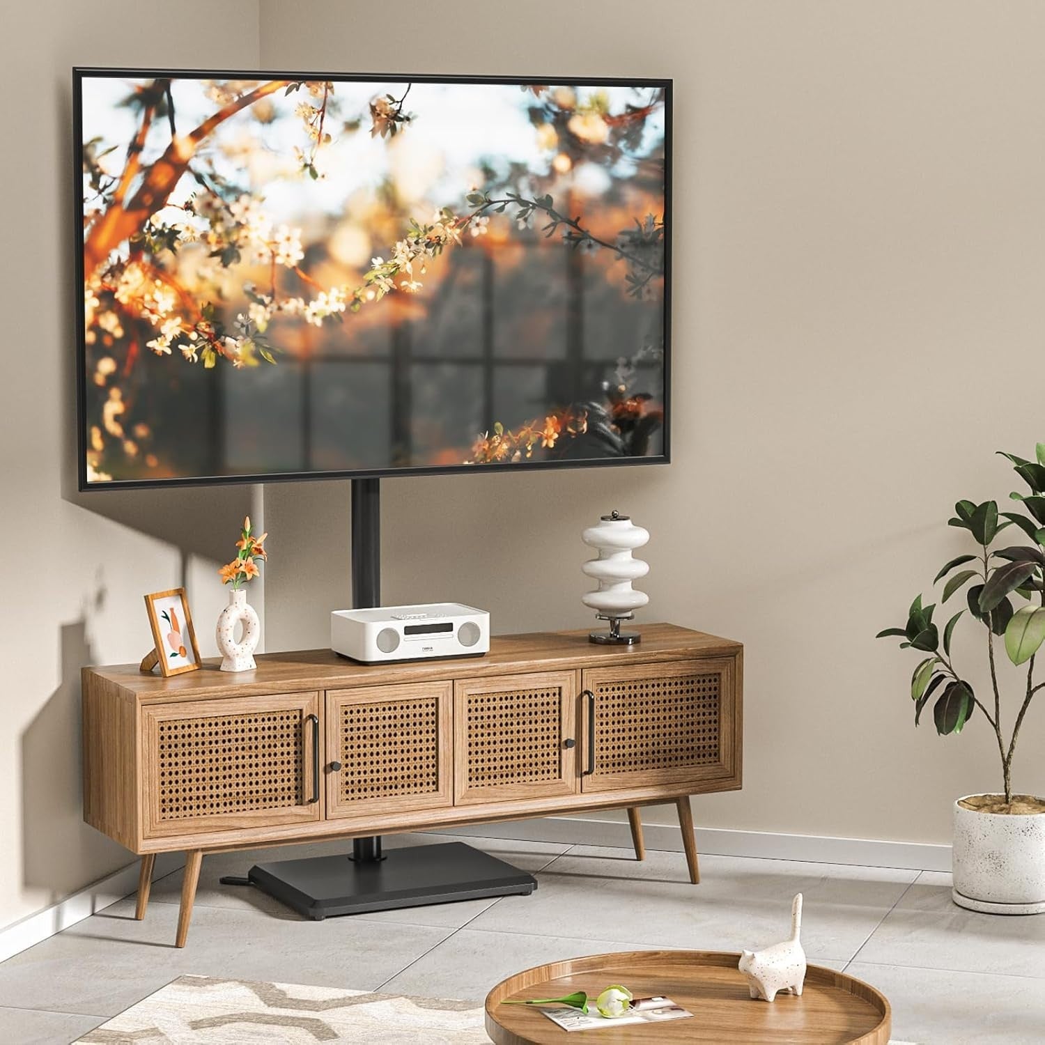 Slim Swivel TV Floor Stand for 32–55” Adjustable Corner Mount VESA 40kg - Black