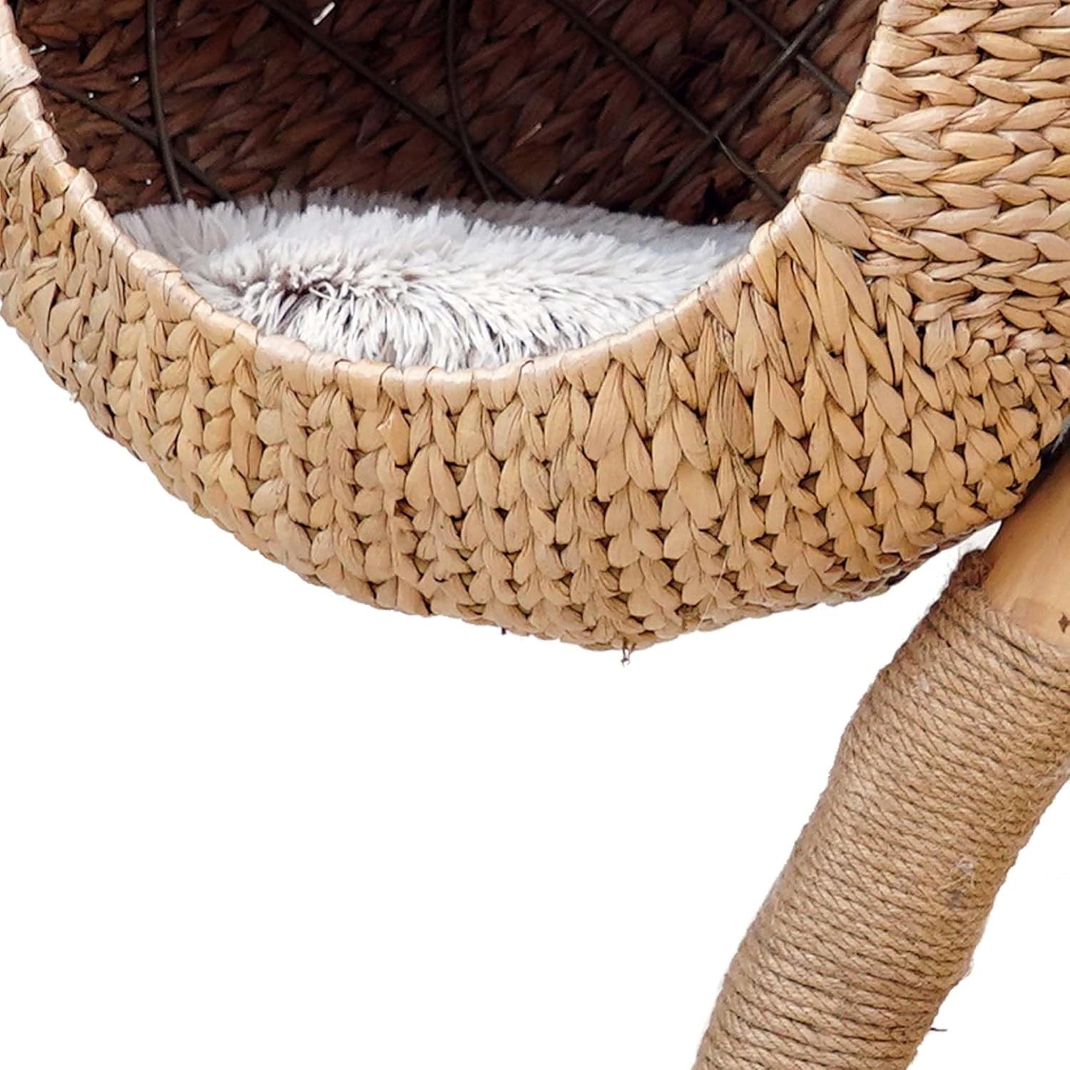 83cm Designer Cat Tree with Basket Bed Natural Wood Scratching Post