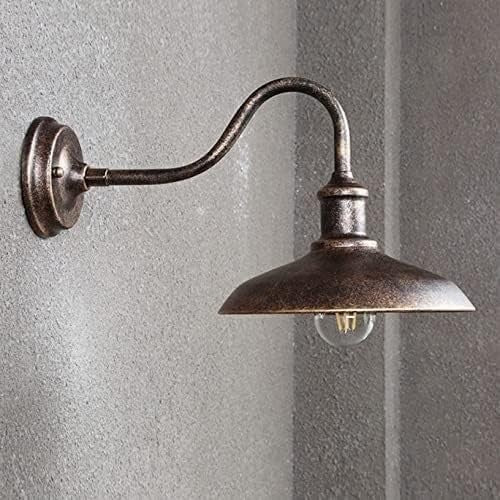Outdoor Swan Neck Wall Light – Brass Waterproof Lantern, E27 Bulb